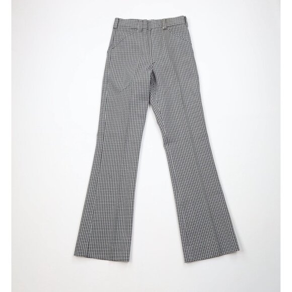 Deadstock Vintage 70s Streetwear Mens 29x33 Houndstooth Knit Wide Leg Pants USA